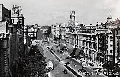 Calle de AlcalÃ  at the bottom of Puerta de Alcal Editorial Stock Photo